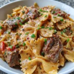 Creamy Cajun Beef Bowtie Pasta Skillet