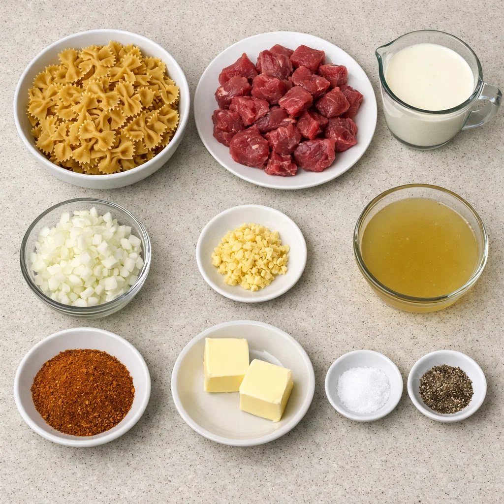 Creamy Cajun Beef Bowtie Pasta Skillet