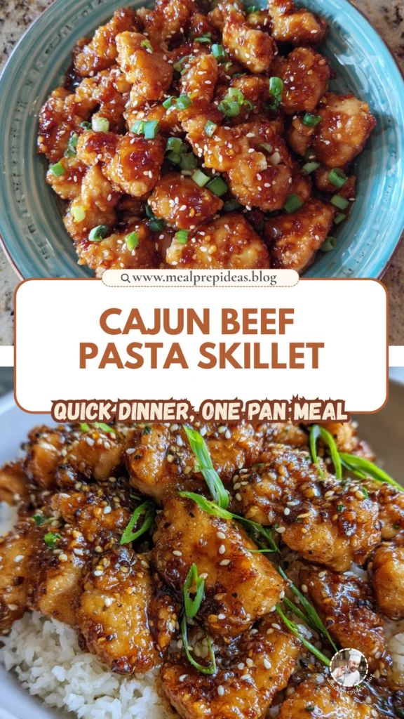 Creamy Cajun Beef Bowtie Pasta Skillet