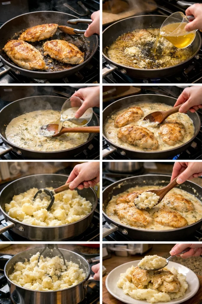 Creamy Garlic Herb Chicken with Mashed Potatoes