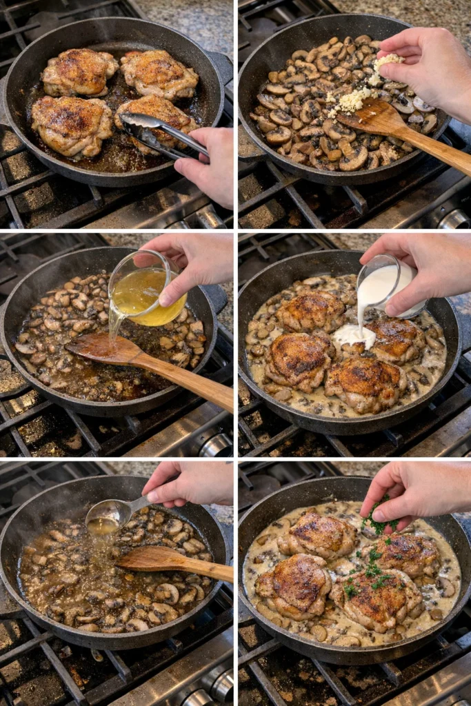Creamy Garlic Mushroom Chicken Thighs