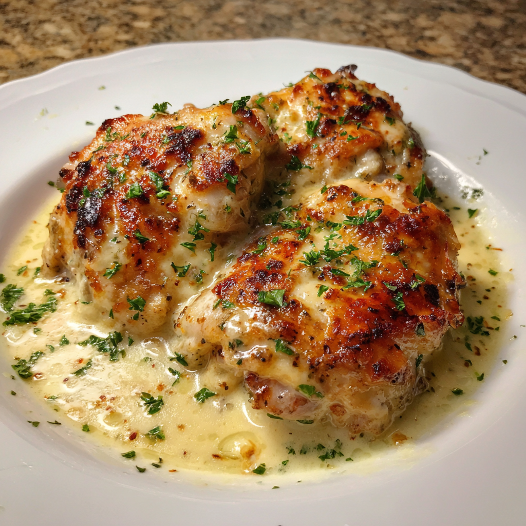 Creamy Oven Baked Chicken Thighs