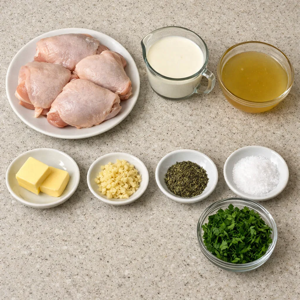 Creamy Oven Baked Chicken Thighs