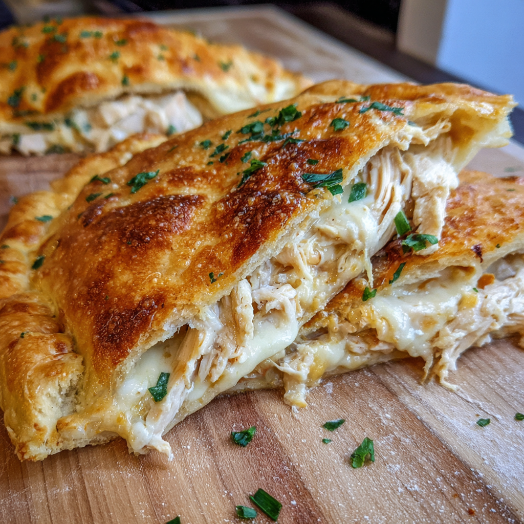 Crispy Cheesy Chicken Alfredo Calzones