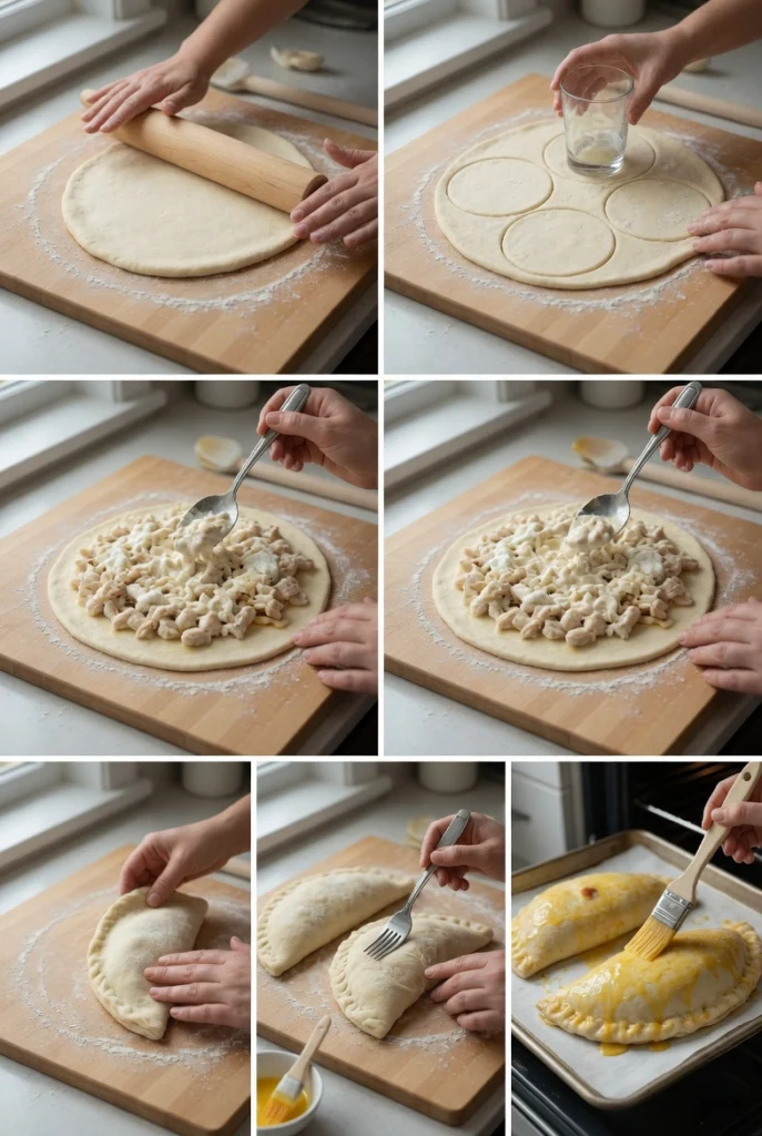 Crispy Cheesy Chicken Alfredo Calzones