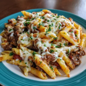 Crock Pot Cheesy Beef Penne