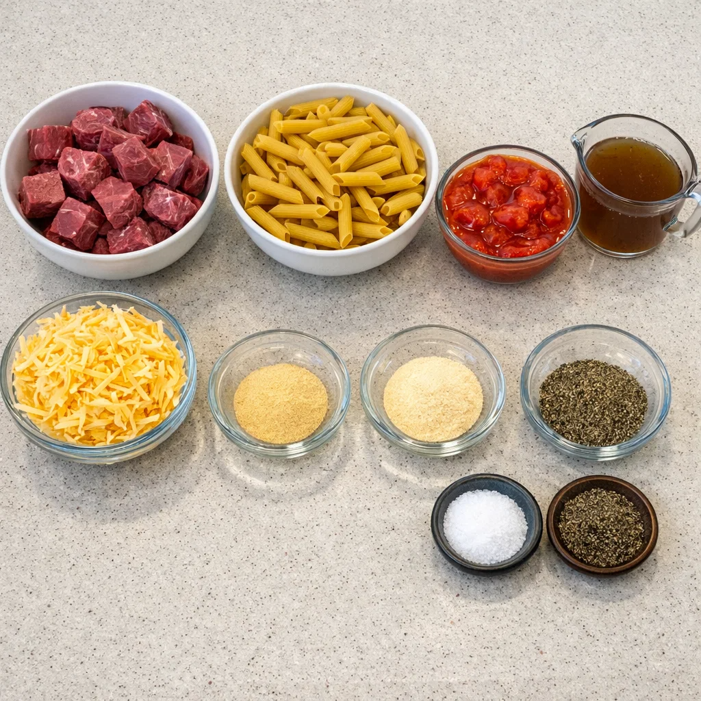 Crock Pot Cheesy Beef Penne