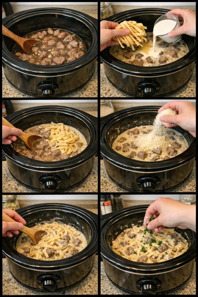 Crockpot Beef Alfredo