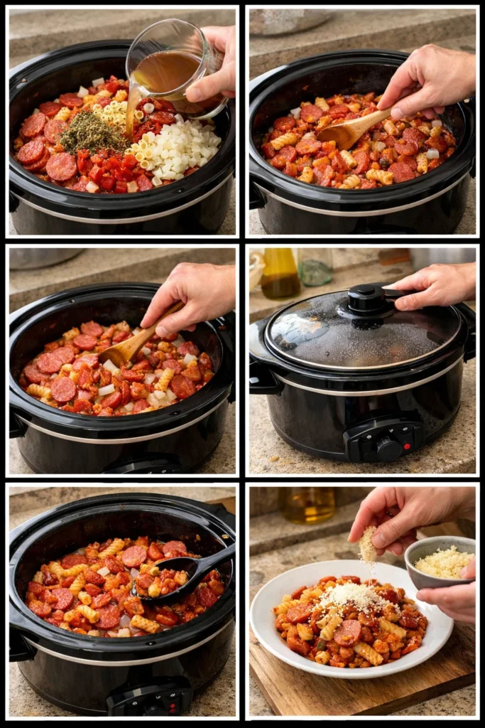Crockpot Beef Pepperoni Pasta