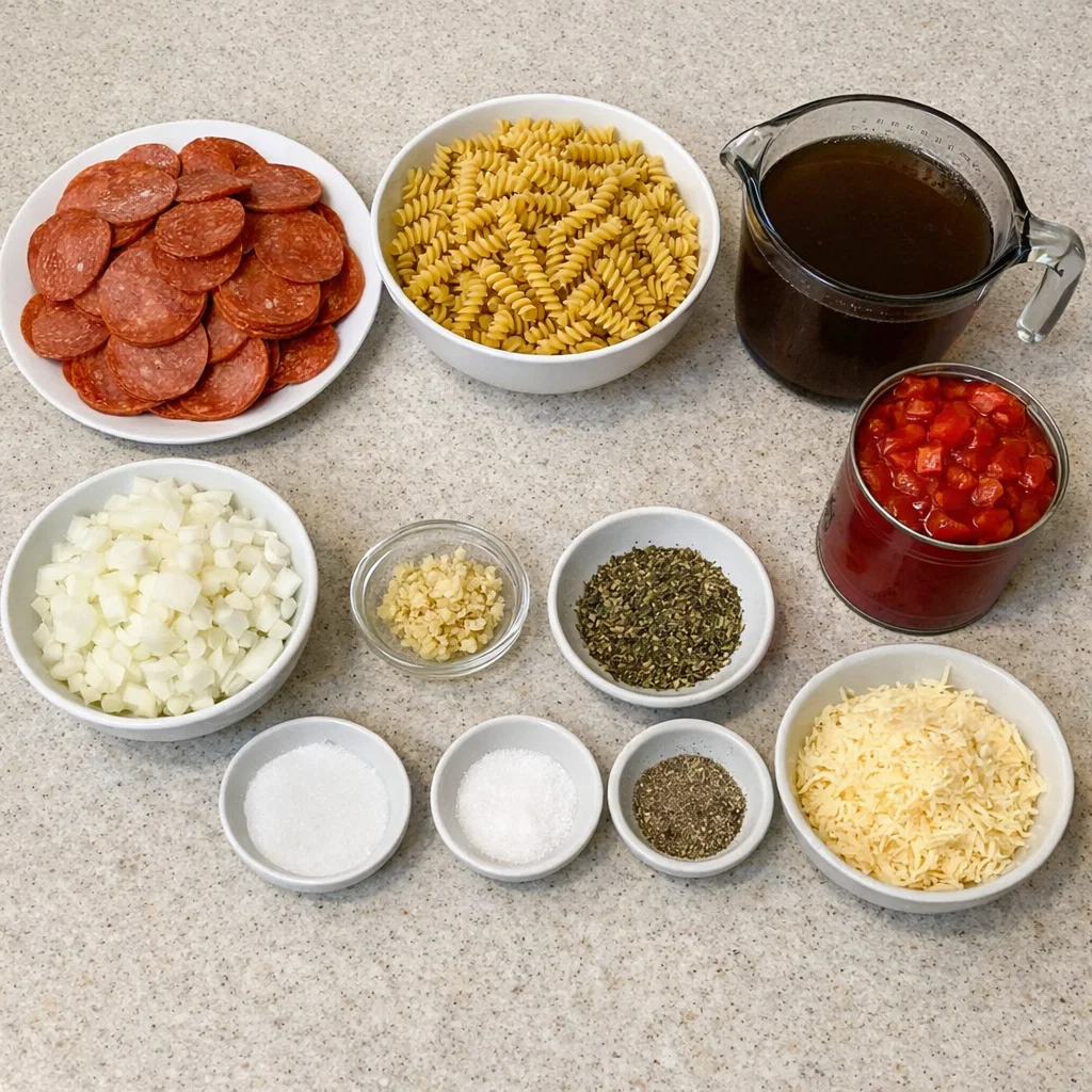 Crockpot Beef Pepperoni Pasta