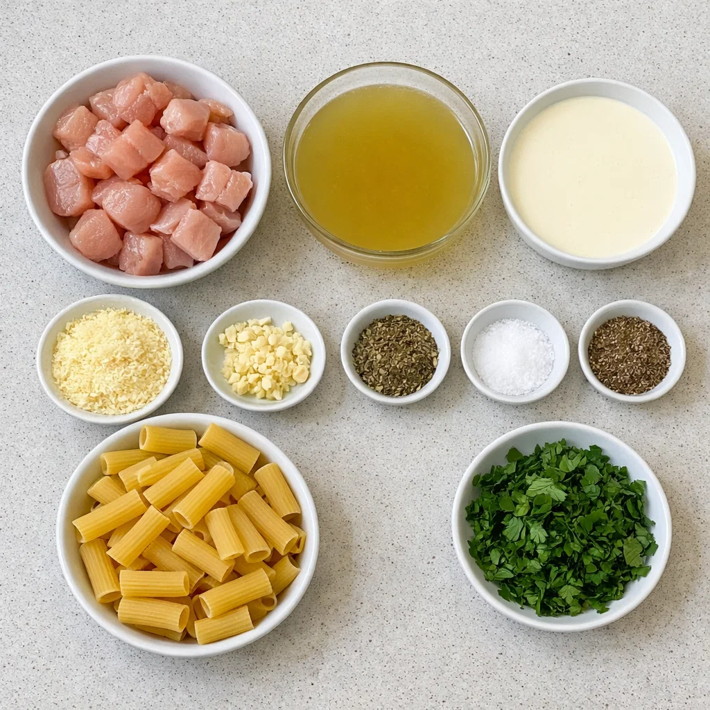 Crockpot Garlic Parmesan Chicken Pasta