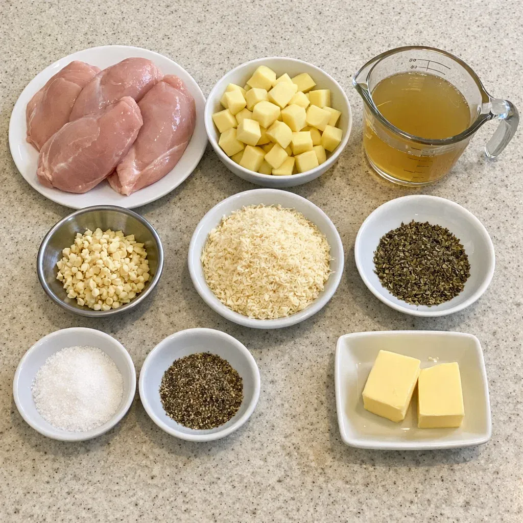 Crockpot Garlic Parmesan Chicken and Potatoes