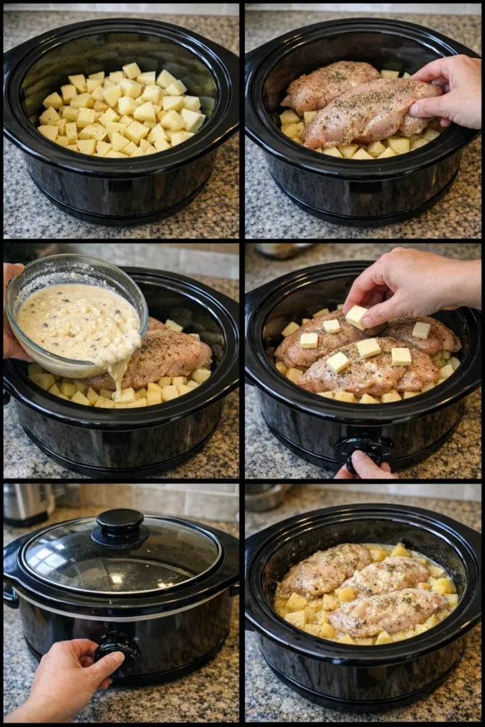 Crockpot Garlic Parmesan Chicken and Potatoes
