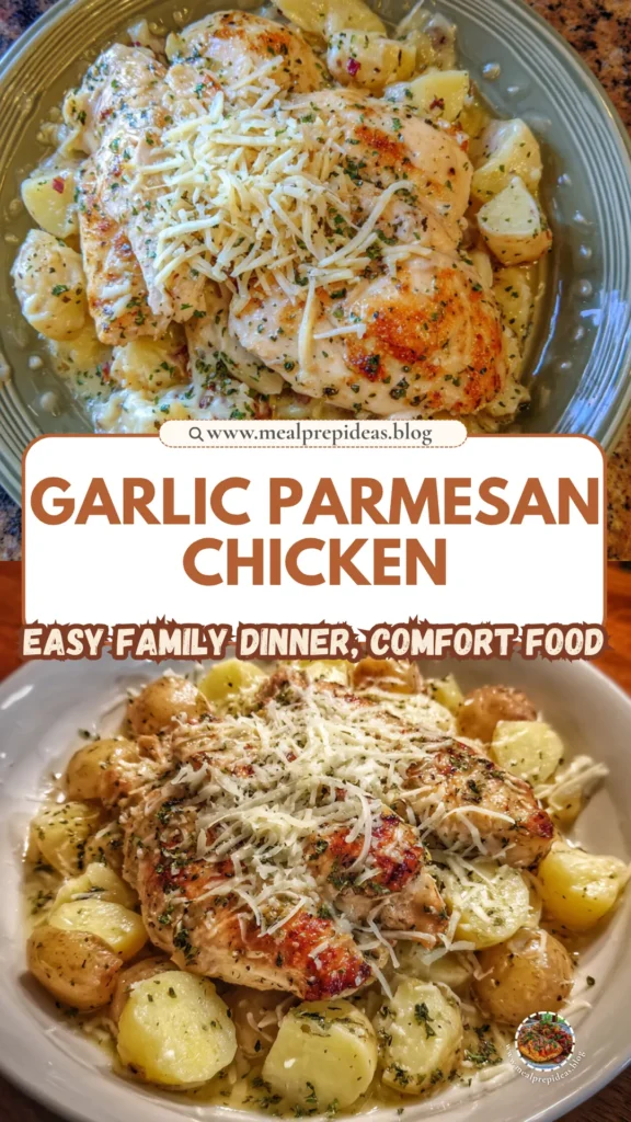 Crockpot Garlic Parmesan Chicken with Potatoes and Cheese