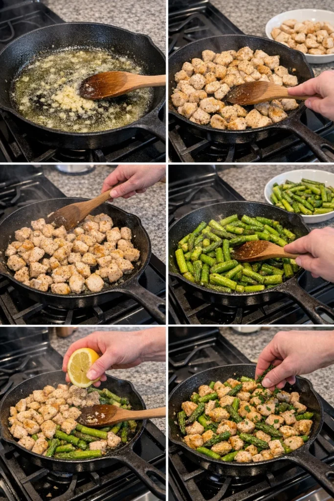 Garlic Butter Chicken Bites and Lemon Asparagus
