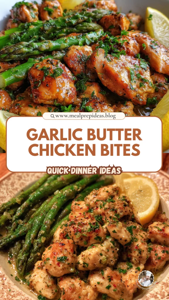 Garlic Butter Chicken Bites and Lemon Asparagus