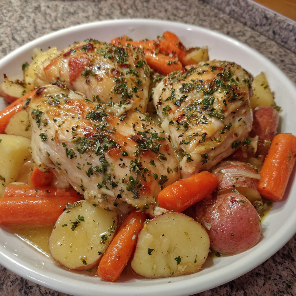 Garlic Butter Crockpot Chicken With Potatoes And Carrots