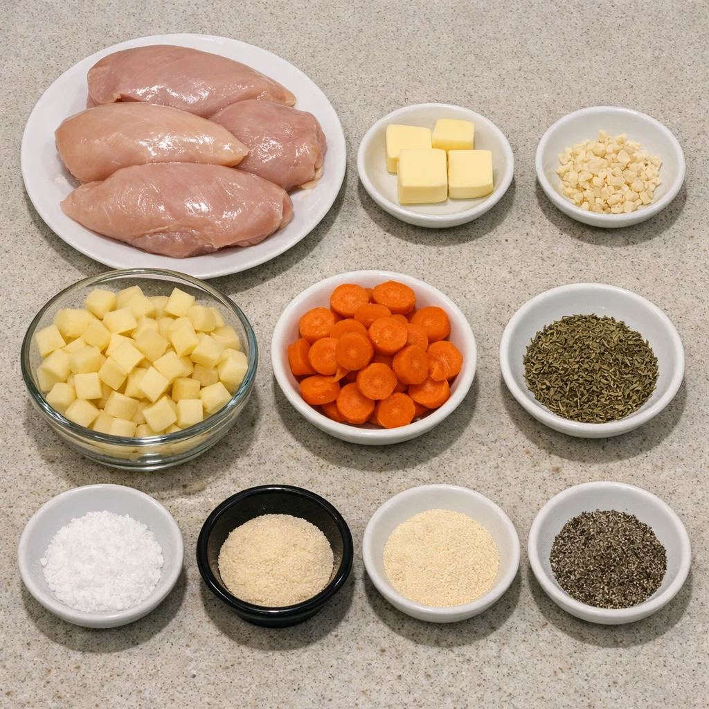 Garlic Butter Crockpot Chicken With Potatoes And Carrots