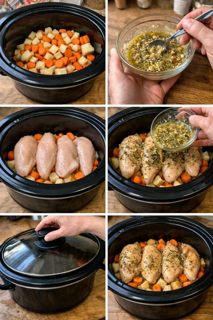 Garlic Butter Crockpot Chicken With Potatoes And Carrots