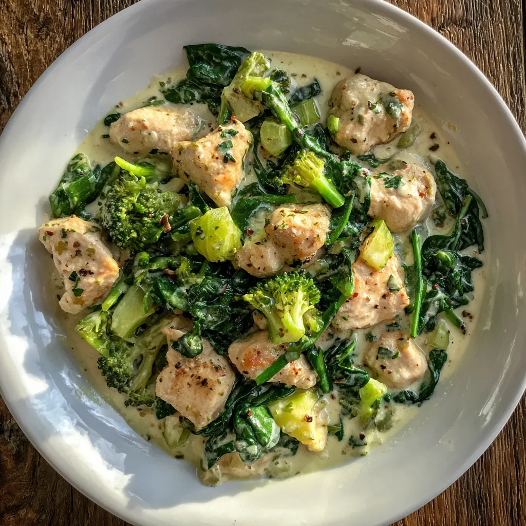 Garlic Chicken with Broccoli & Spinach