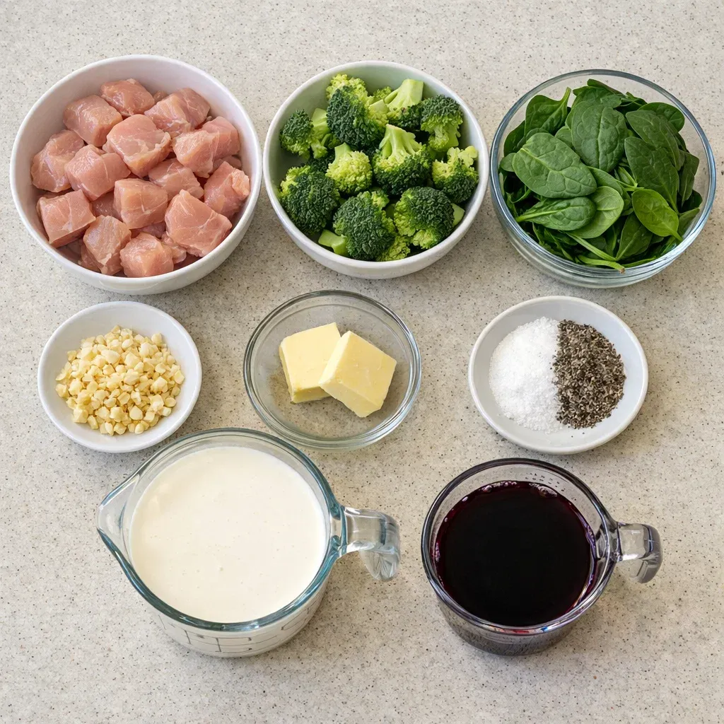 Garlic Chicken with Broccoli & Spinach