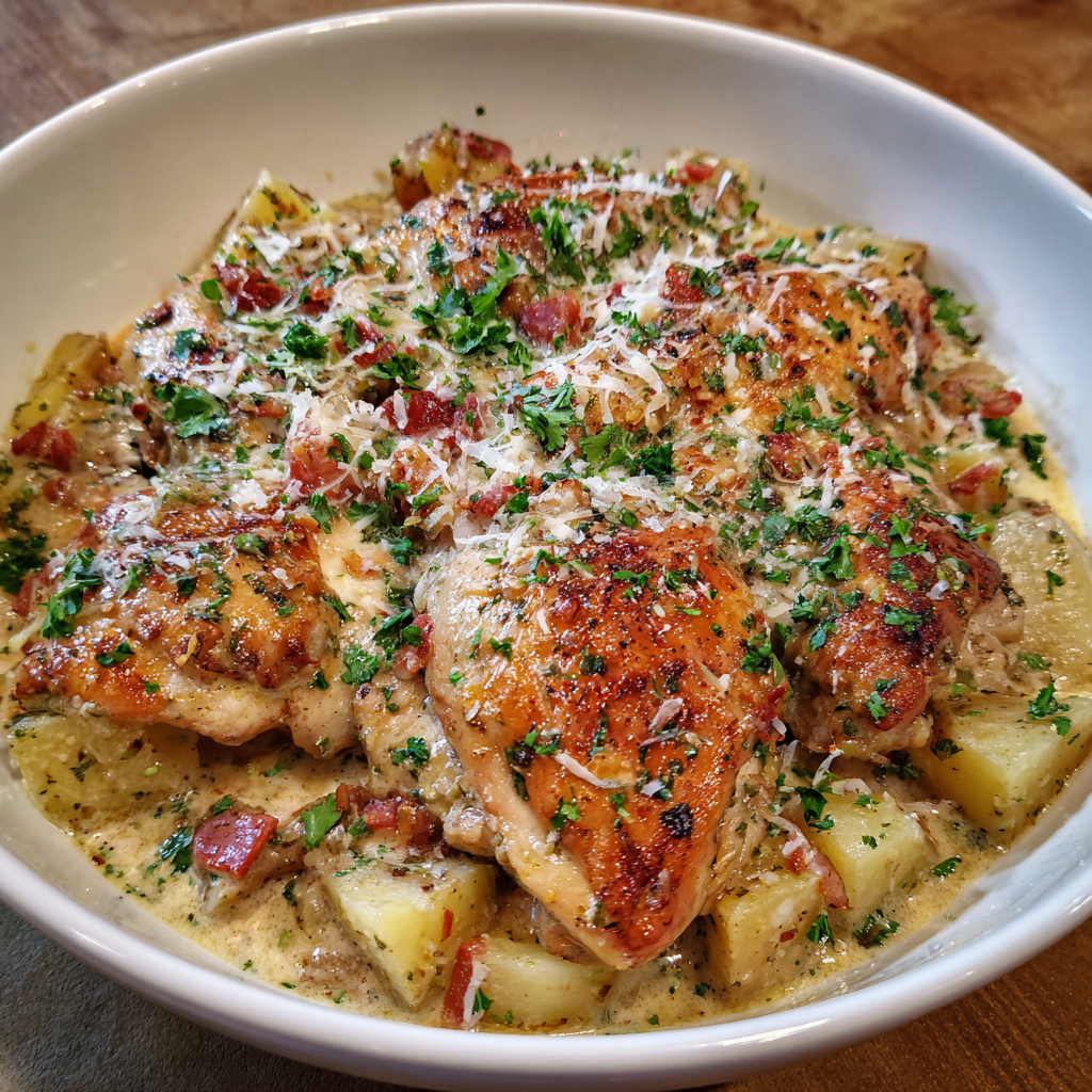 Garlic Parmesan Crockpot Chicken & Potatoes