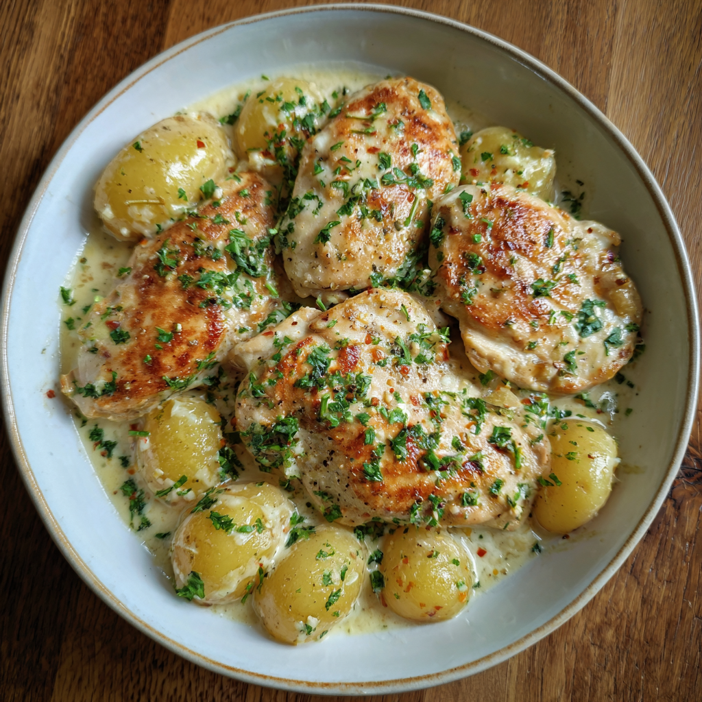 Garlic Parmesan Crockpot Chicken & Potatoes