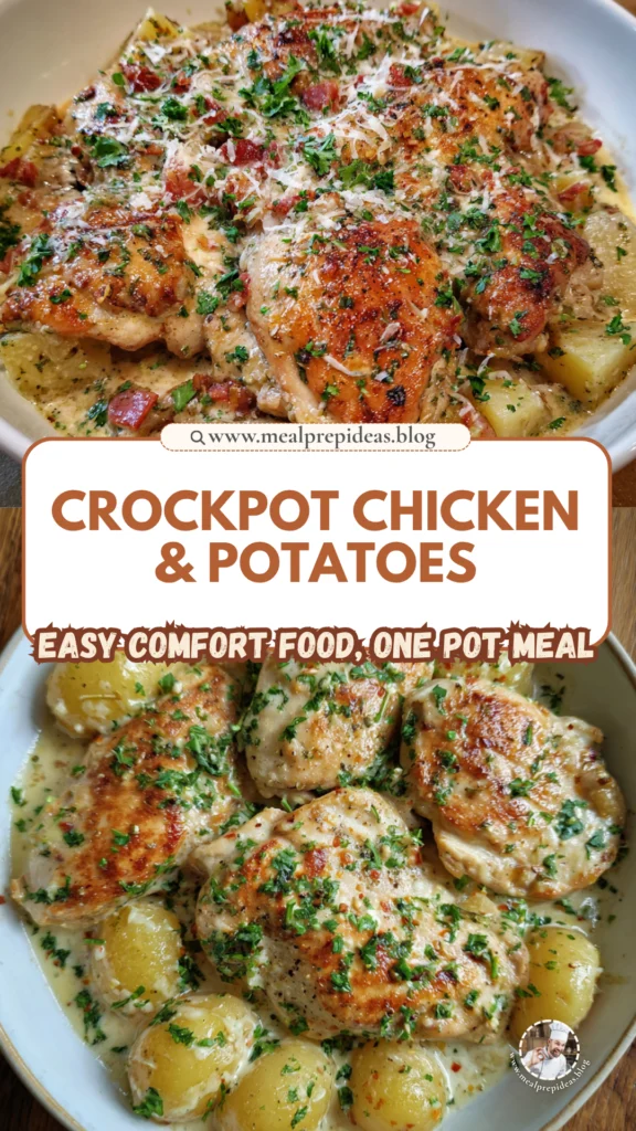 Garlic Parmesan Crockpot Chicken & Potatoes
