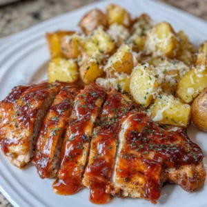 Honey BBQ Chicken with Garlic Parmesan Potatoes
