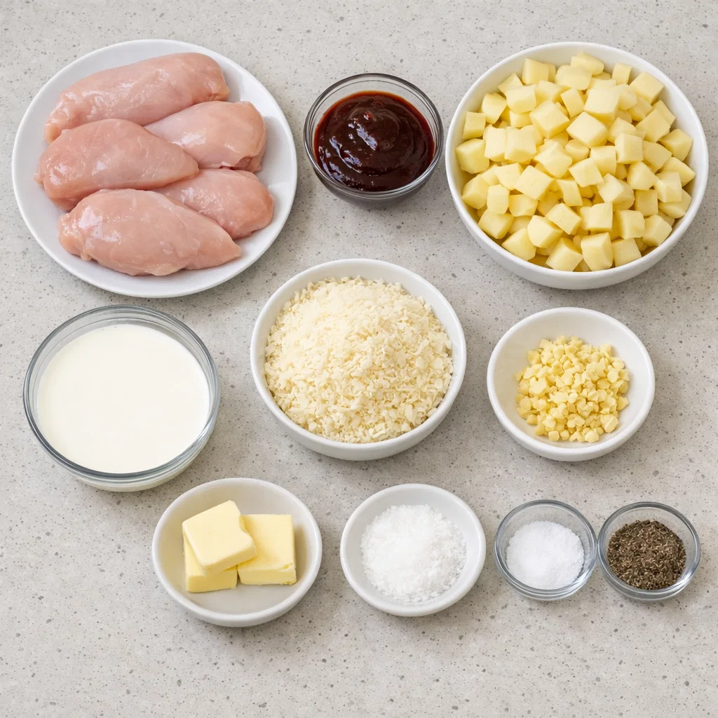 Honey BBQ Chicken with Garlic Parmesan Potatoes