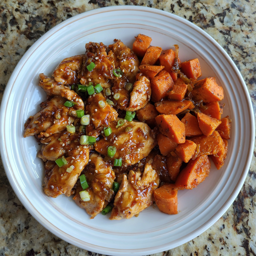 Honey Garlic Chicken and Sweet Potato