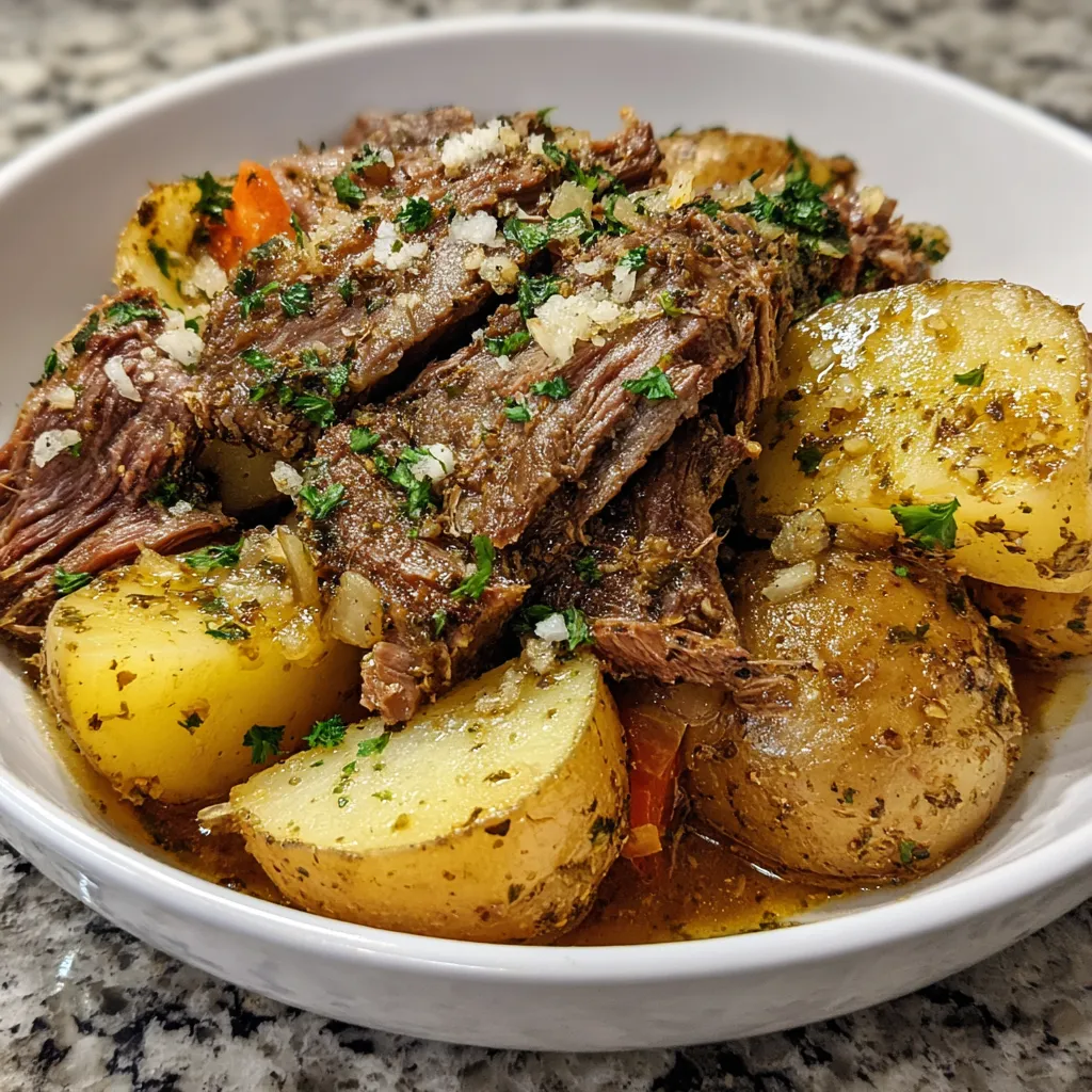 Italian Crockpot Beef and Potatoes