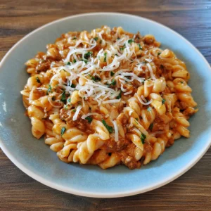 One-Pot Creamy Spicy Buffalo Beef Pasta