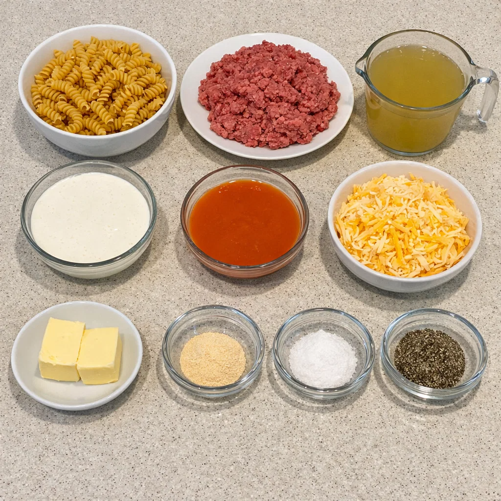 One-Pot Creamy Spicy Buffalo Beef Pasta