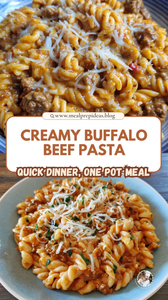 One-Pot Creamy Spicy Buffalo Beef Pasta