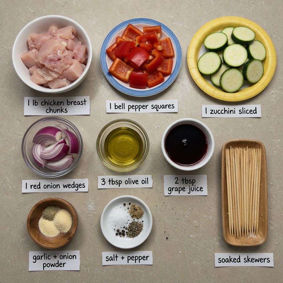 Oven-Baked Chicken Kabobs with Veggies