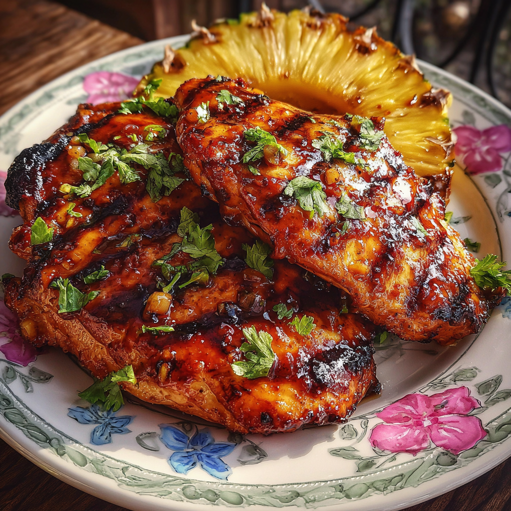 Pineapple BBQ Chicken with Smoked Beef