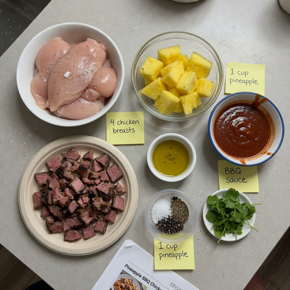 Pineapple BBQ Chicken with Smoked Beef