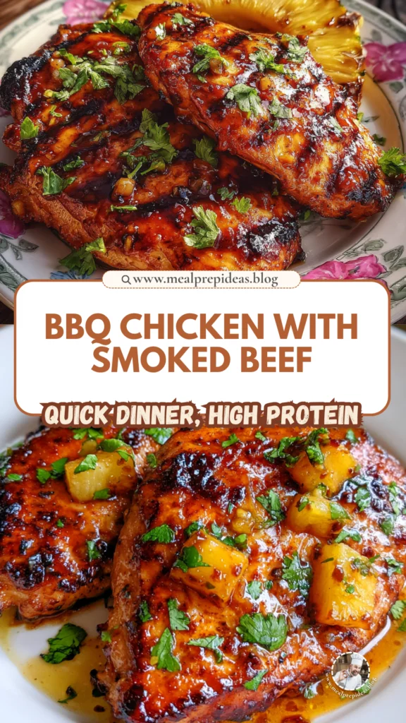 Pineapple BBQ Chicken with Smoked Beef