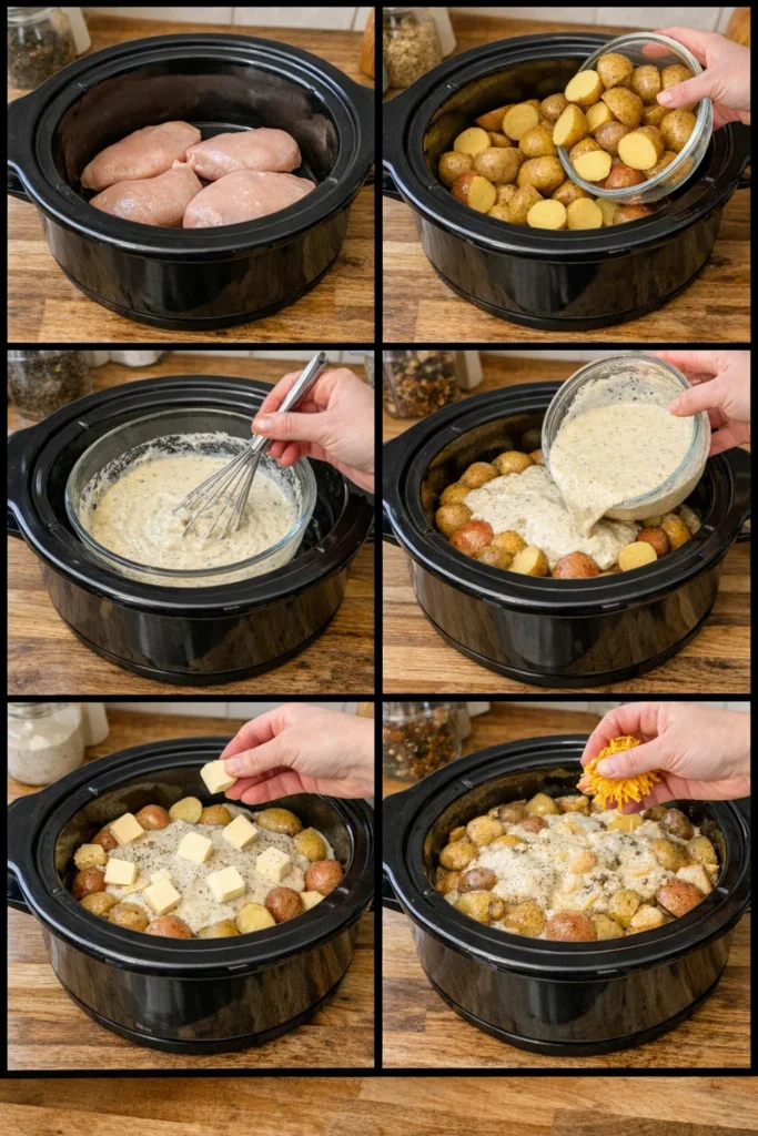 Slow Cooker Cheesy Ranch Chicken & Potatoes