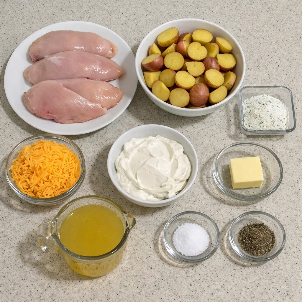 Slow Cooker Cheesy Ranch Chicken & Potatoes