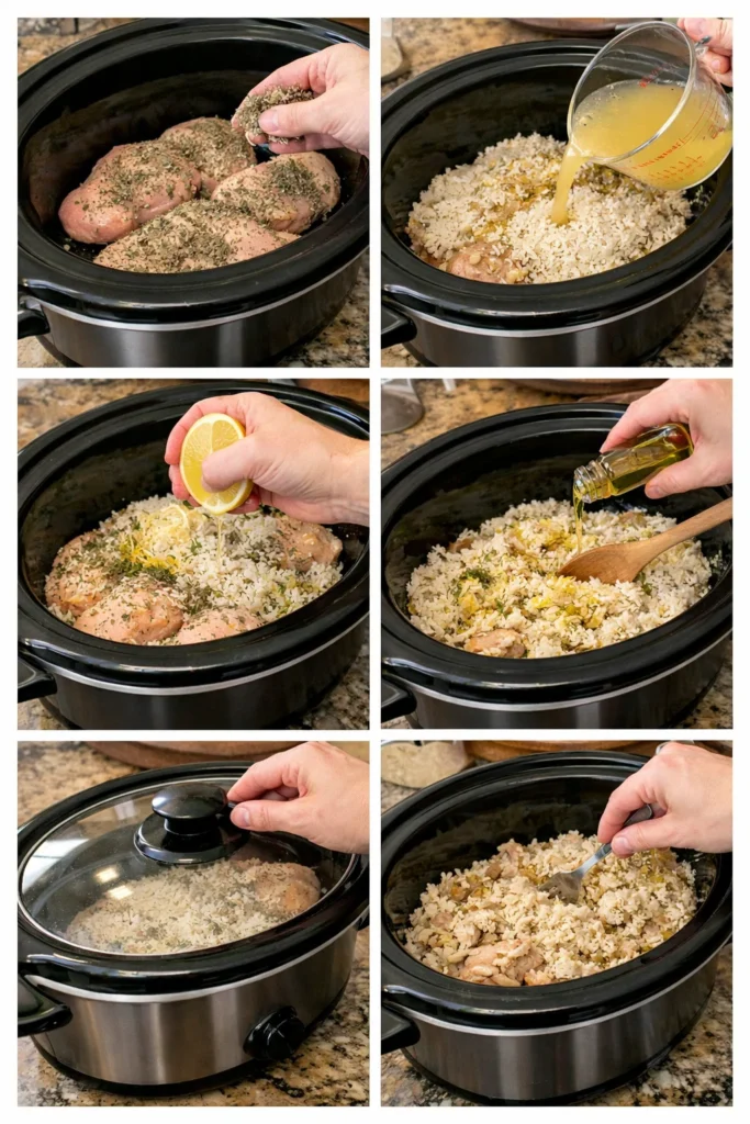Slow Cooker Lemon Herb Chicken and Rice