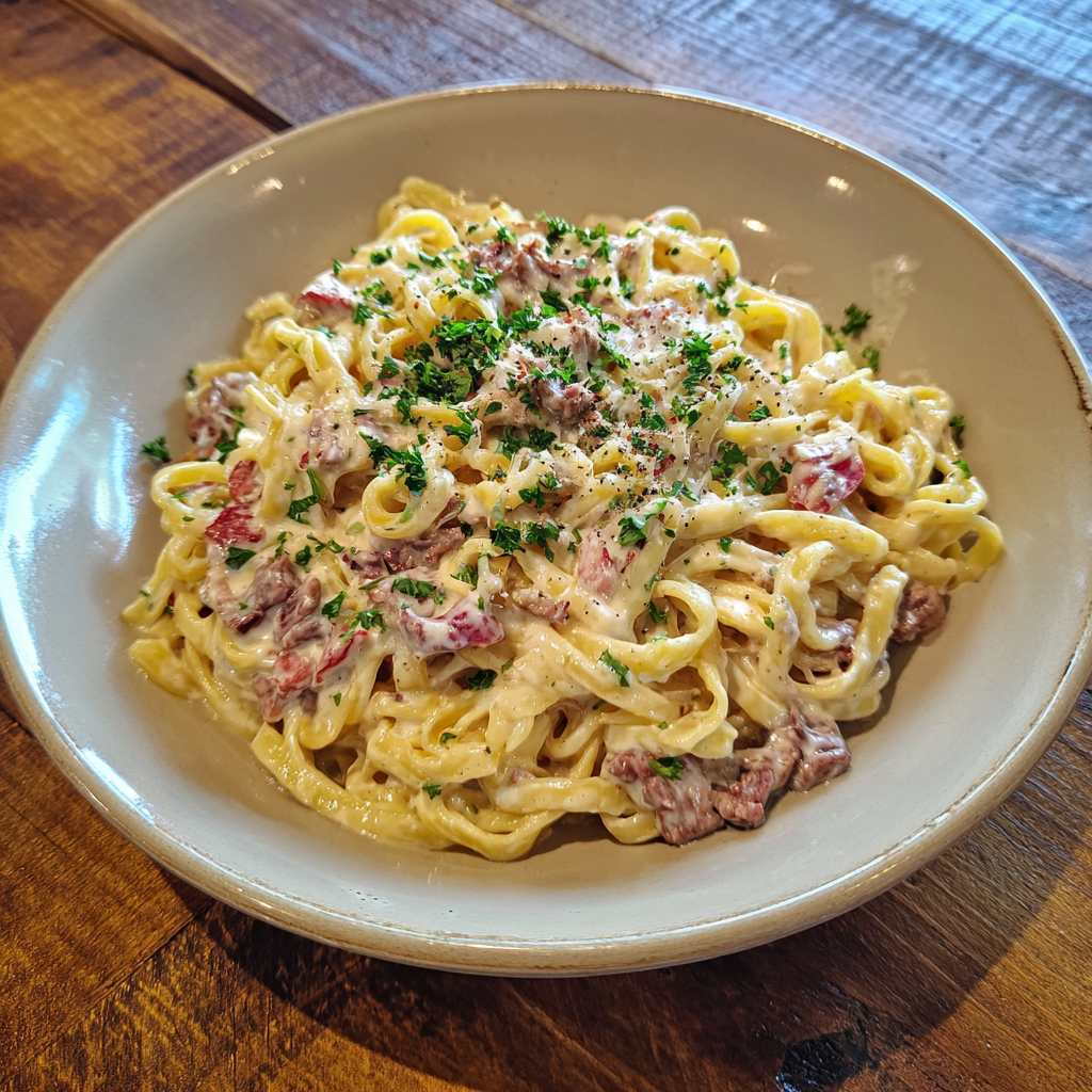 Smoked Beef Alfredo Pasta