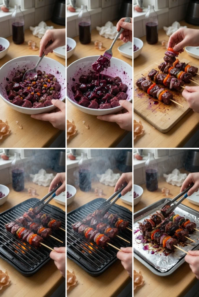 Smoked Beef and Grape Juice Skewers