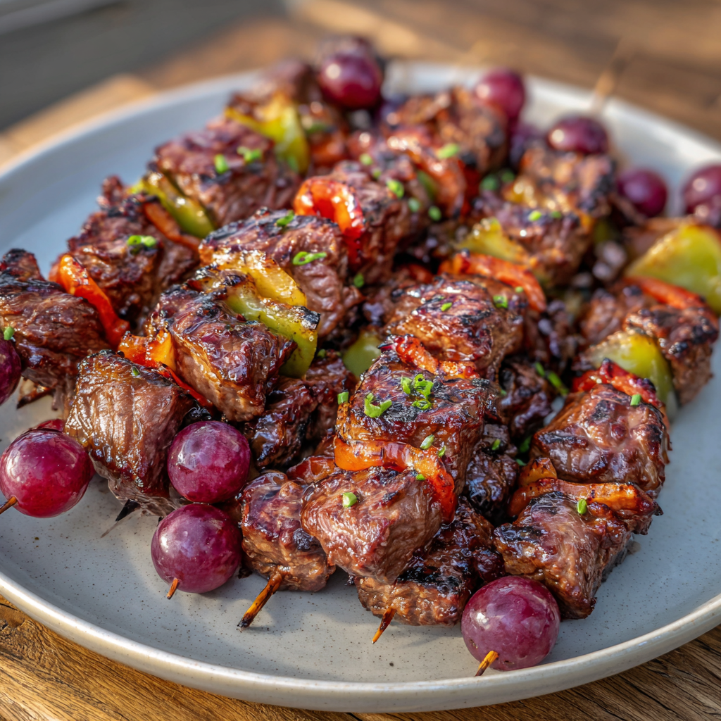 Smoked Beef and Grape Juice Skewers