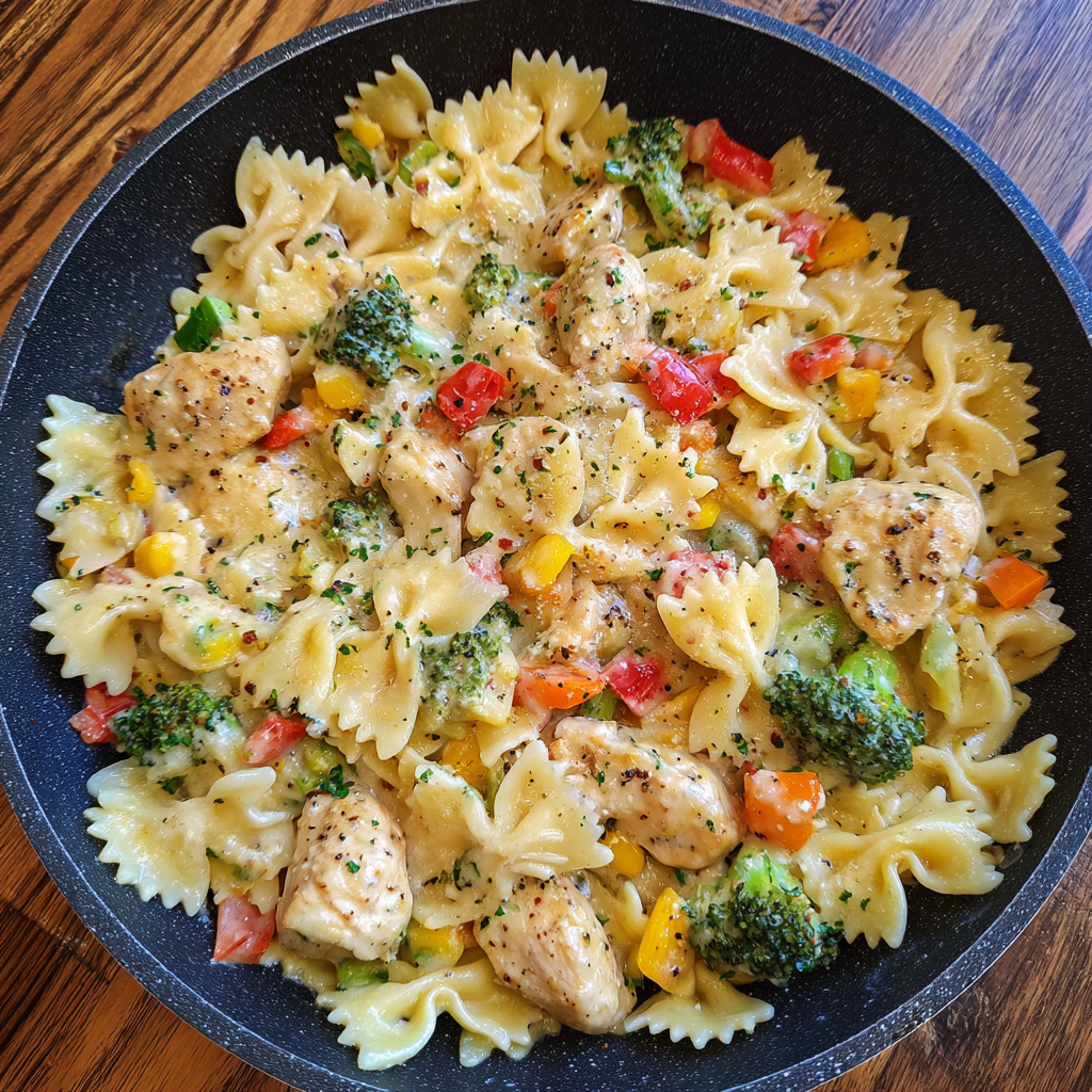 Creamy Cheddar Chicken Bowtie Pasta