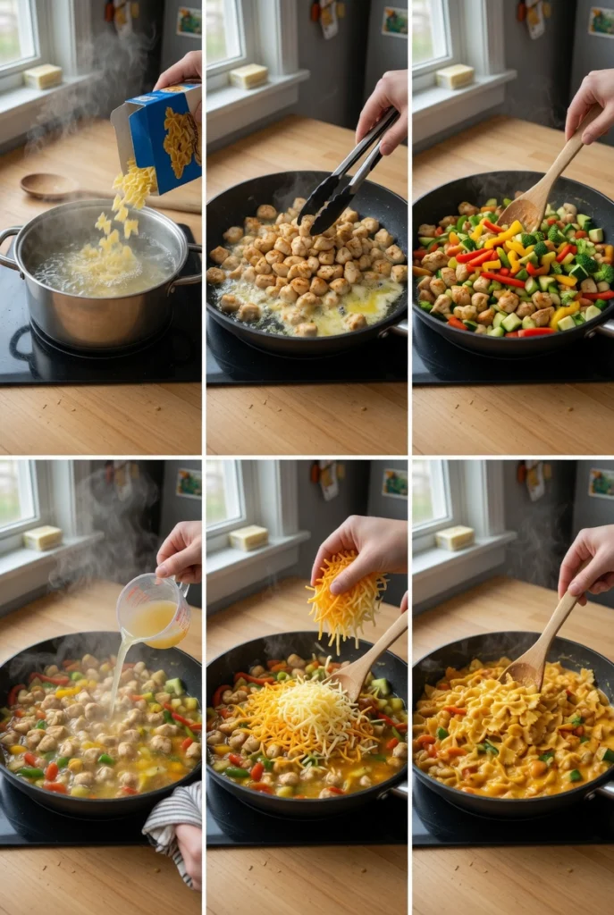Creamy Cheddar Chicken Bowtie Pasta