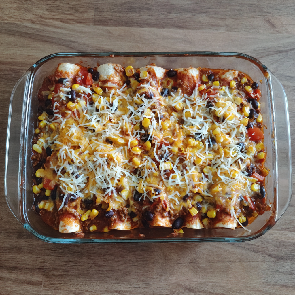 Crockpot Beef Enchilada Casserole