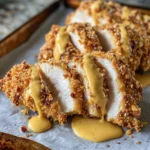 Pretzel Chicken with Mustard-Cheddar Sauce