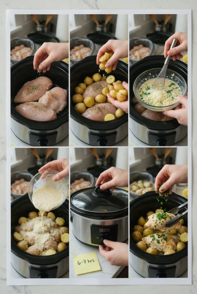Slow Cooker Garlic Parmesan Chicken and Potatoes